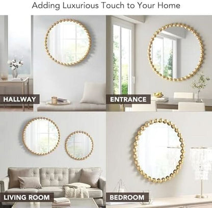 Entryway Round Wall Mirror With Gold Metal Frame