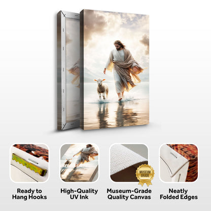 Jesus Protects The Lamb From Wolves Faith Wall Art