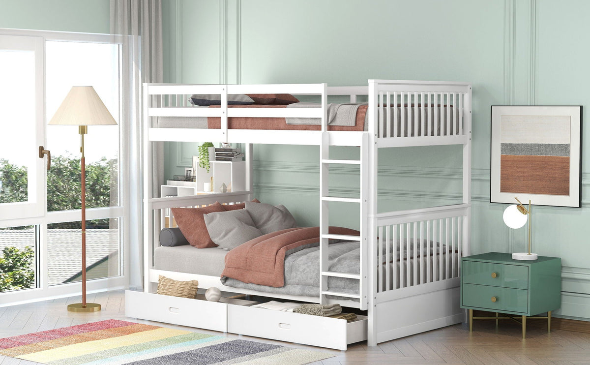Bunk Bed With Ladders & 2 Storage Drawers