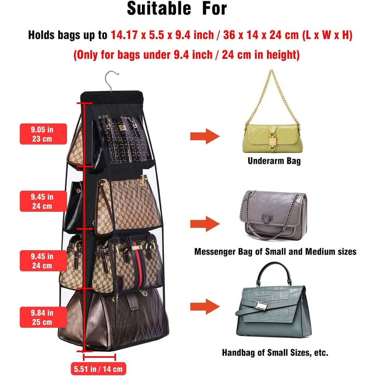 8 Pocket Hanging Purse Organizer