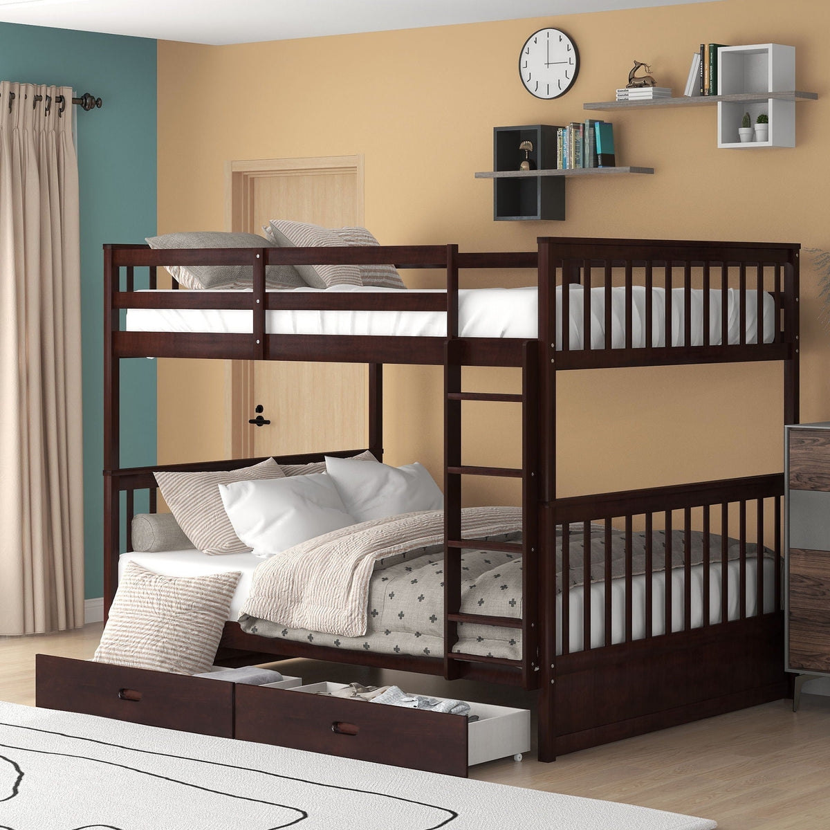 Bunk Bed With Ladders & 2 Storage Drawers