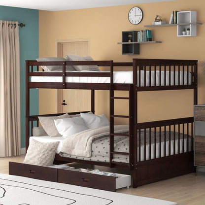 Bunk Bed With Ladders & 2 Storage Drawers