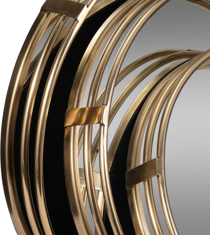 Round Mirrored Trays with Gold Metal Frame