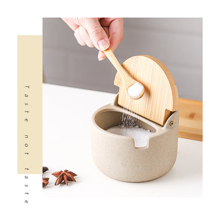 Japanese Ceramic Bamboo and Wood Lid Set