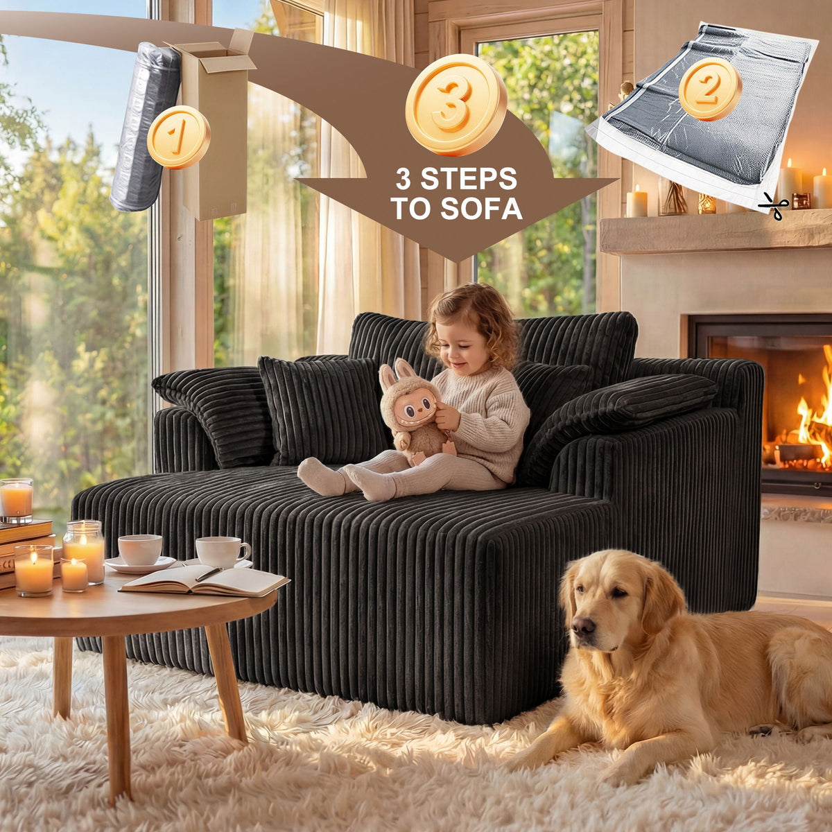 Deep Seat Sleeper Couch for Living Room