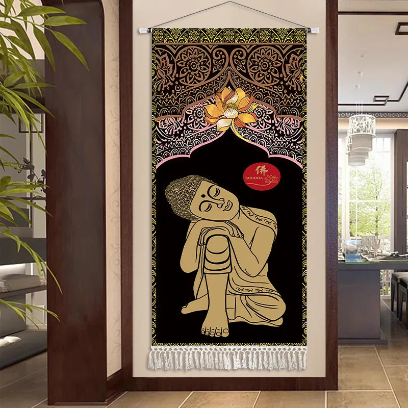 Thai Zen Elephant Fabric Wall Hanging Tapestry