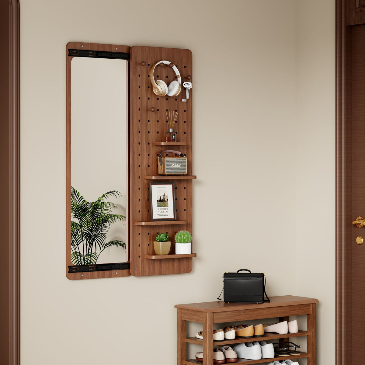 Wall Mounted Full Length Mirror with Shelf