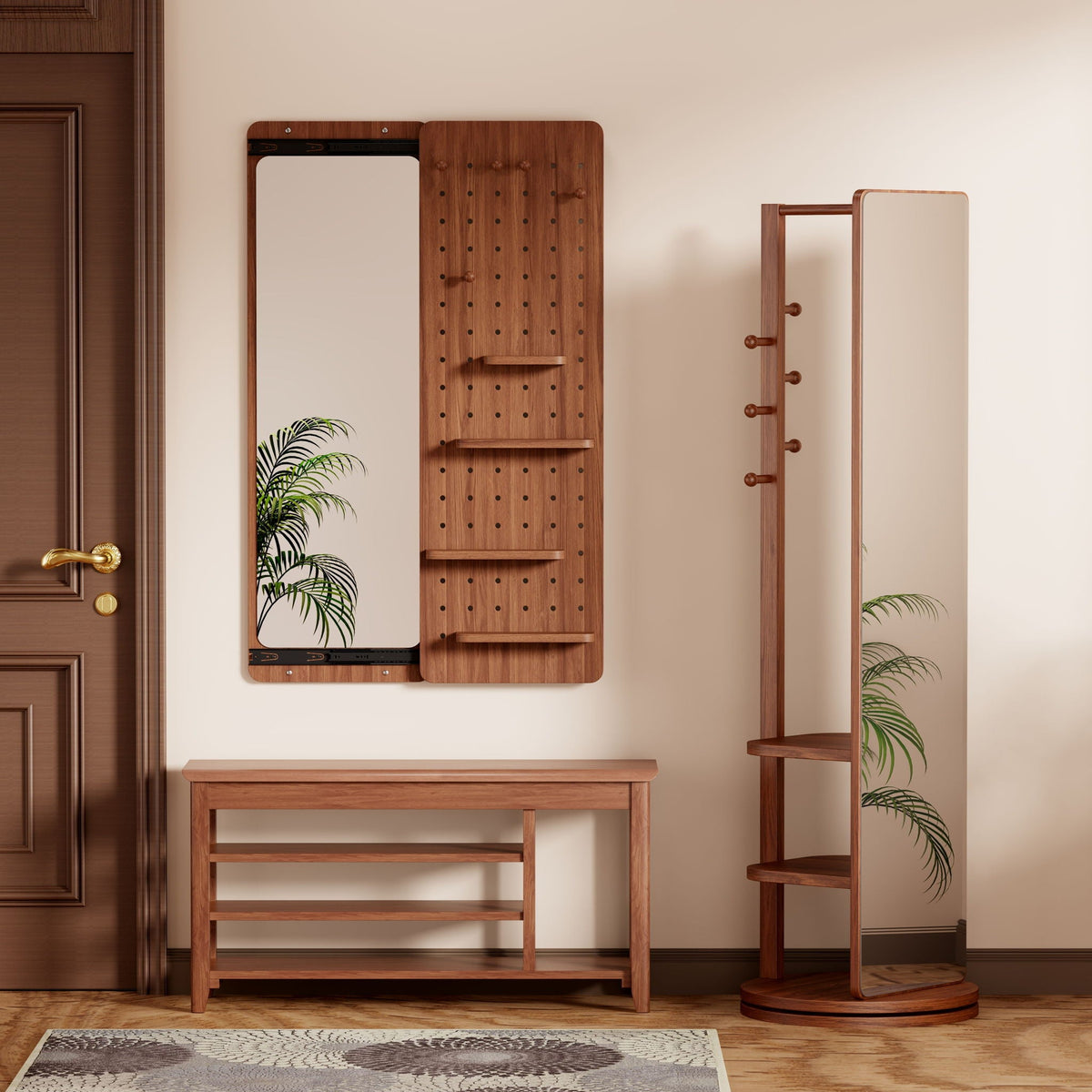 Wall Mounted Full Length Mirror with Shelf