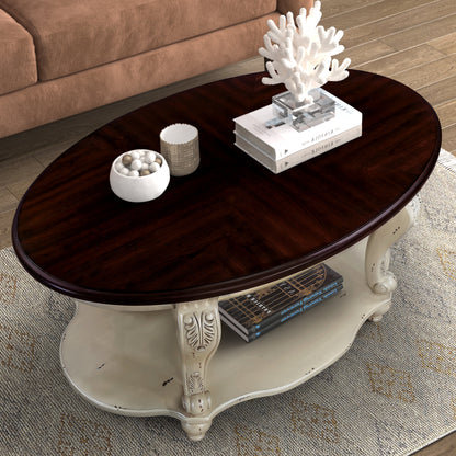 42-Inch Oval Wooden Coffee Table