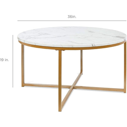 Round Faux Marble Coffee Table