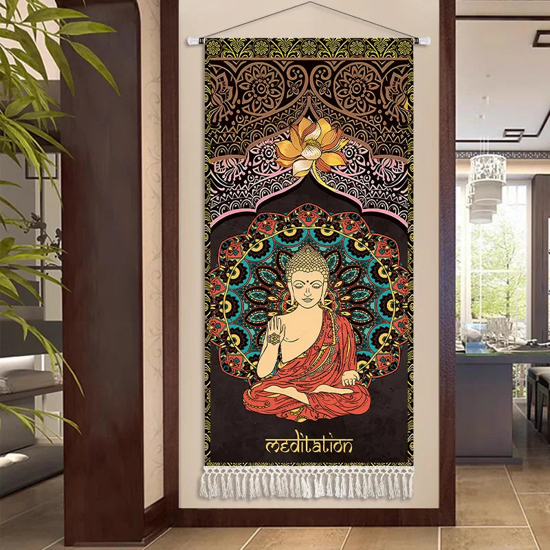 Thai Zen Elephant Fabric Wall Hanging Tapestry