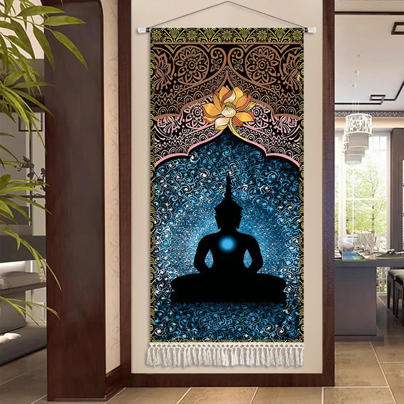 Thai Zen Elephant Fabric Wall Hanging Tapestry