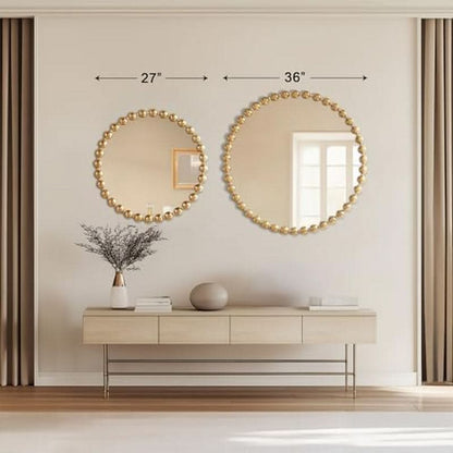 Entryway Round Wall Mirror With Gold Metal Frame