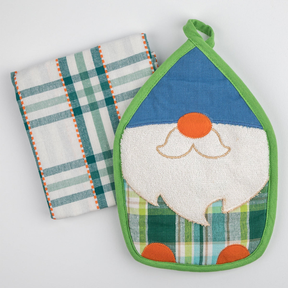 Garden Gnome Pot Holder & Dish Towel Set