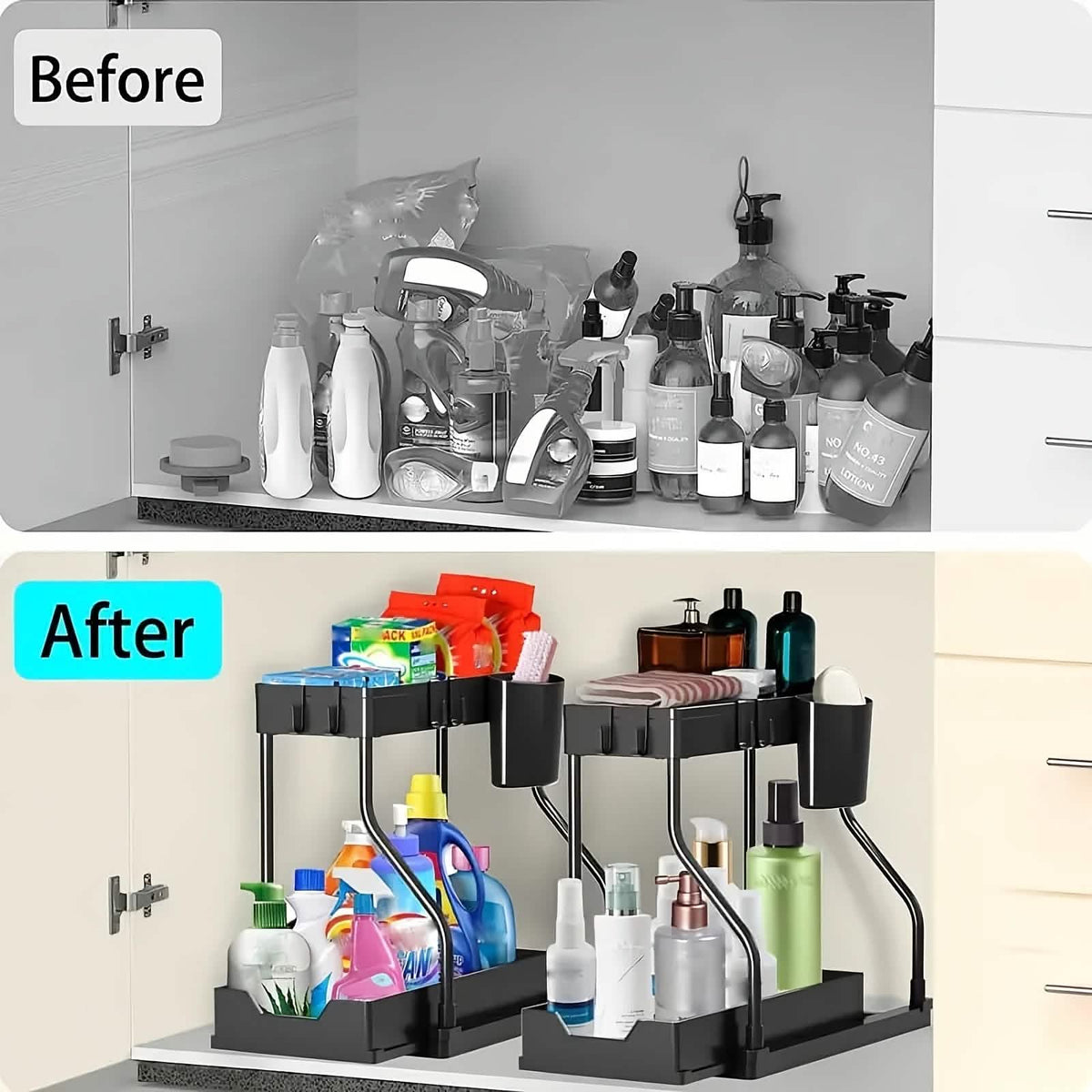Under Sink Organizer with Sliding Shelves