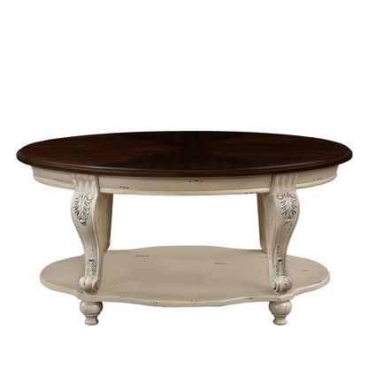 42-Inch Oval Wooden Coffee Table