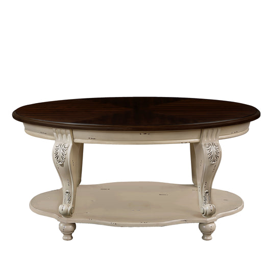 42-Inch Oval Wooden Coffee Table