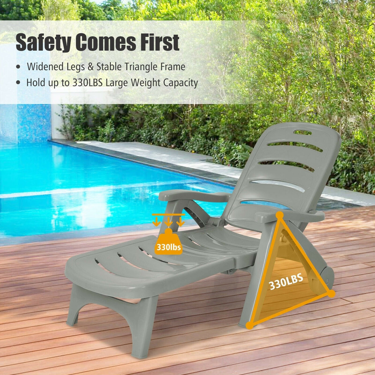 Adjustable Folding Lounger Chaise Chair