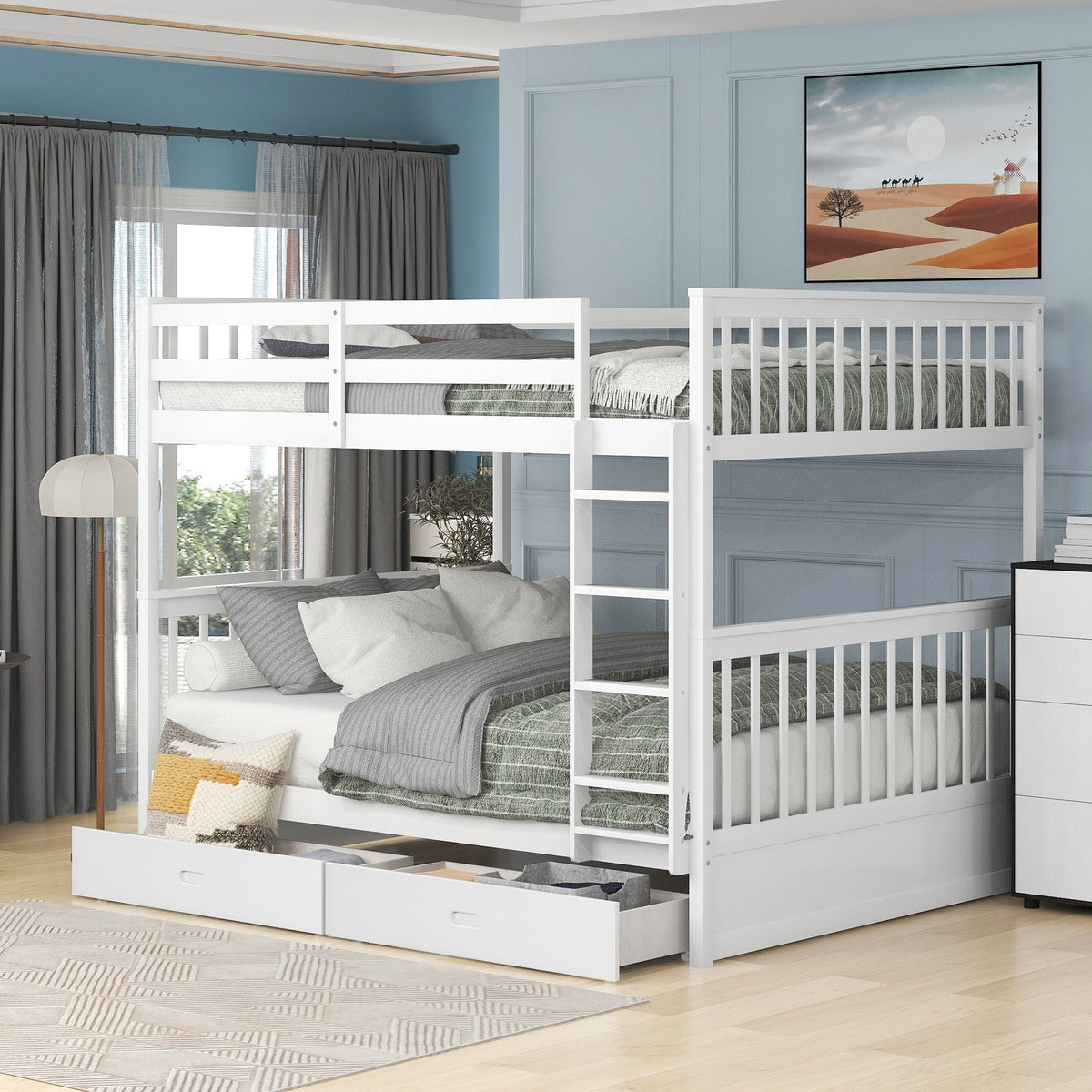 Bunk Bed With Ladders & 2 Storage Drawers