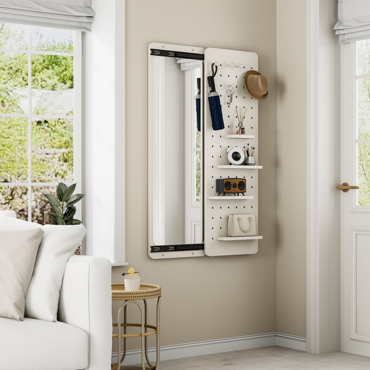Wall Mounted Full Length Mirror with Shelf