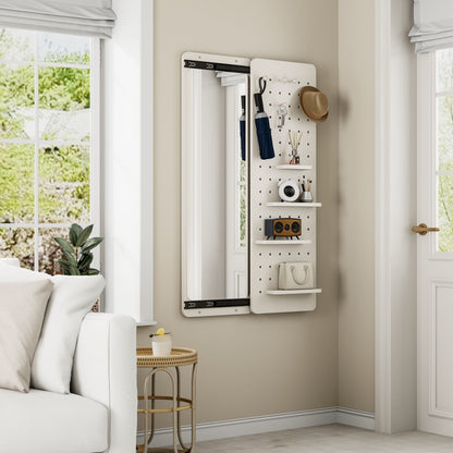 Wall Mounted Full Length Mirror with Shelf
