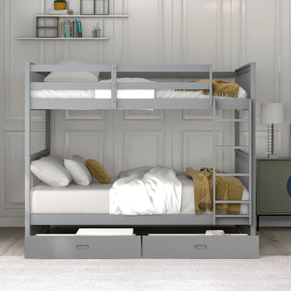 Bunk Bed With Ladders & 2 Storage Drawers