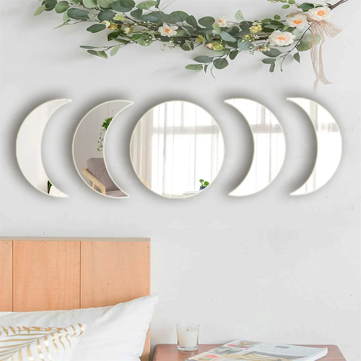 Moon Phase Acrylic Mirror Wall Stickers