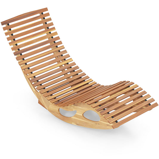 Acacia Wood Patio Rocking Sun Lounger Chaise