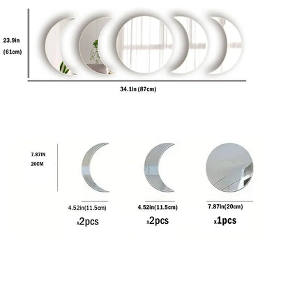 Moon Phase Acrylic Mirror Wall Stickers