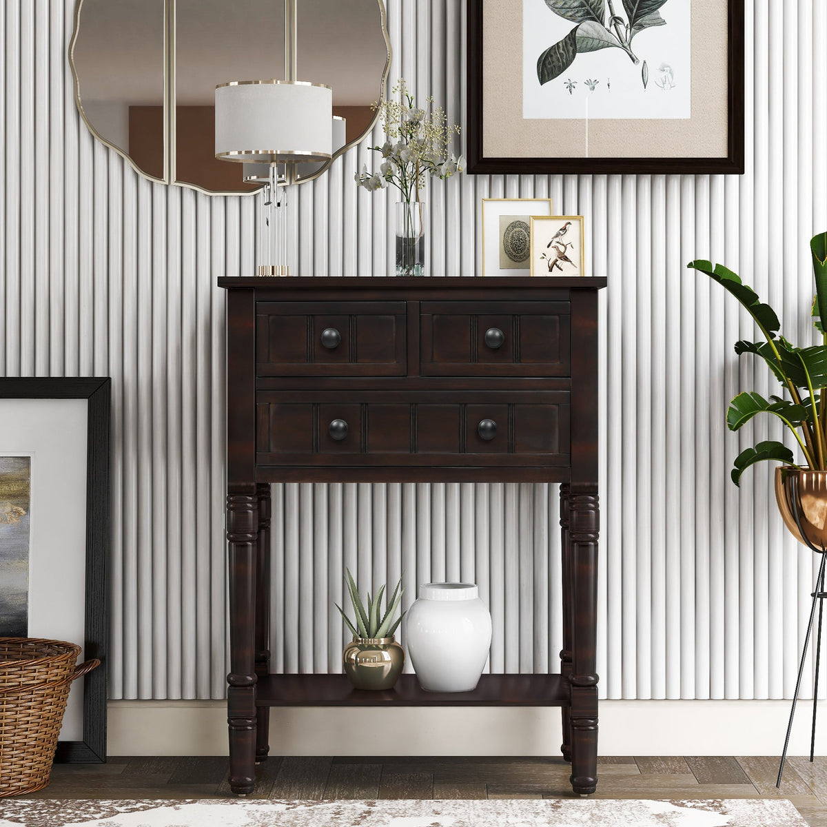 Narrow Console Table with 3 Drawers