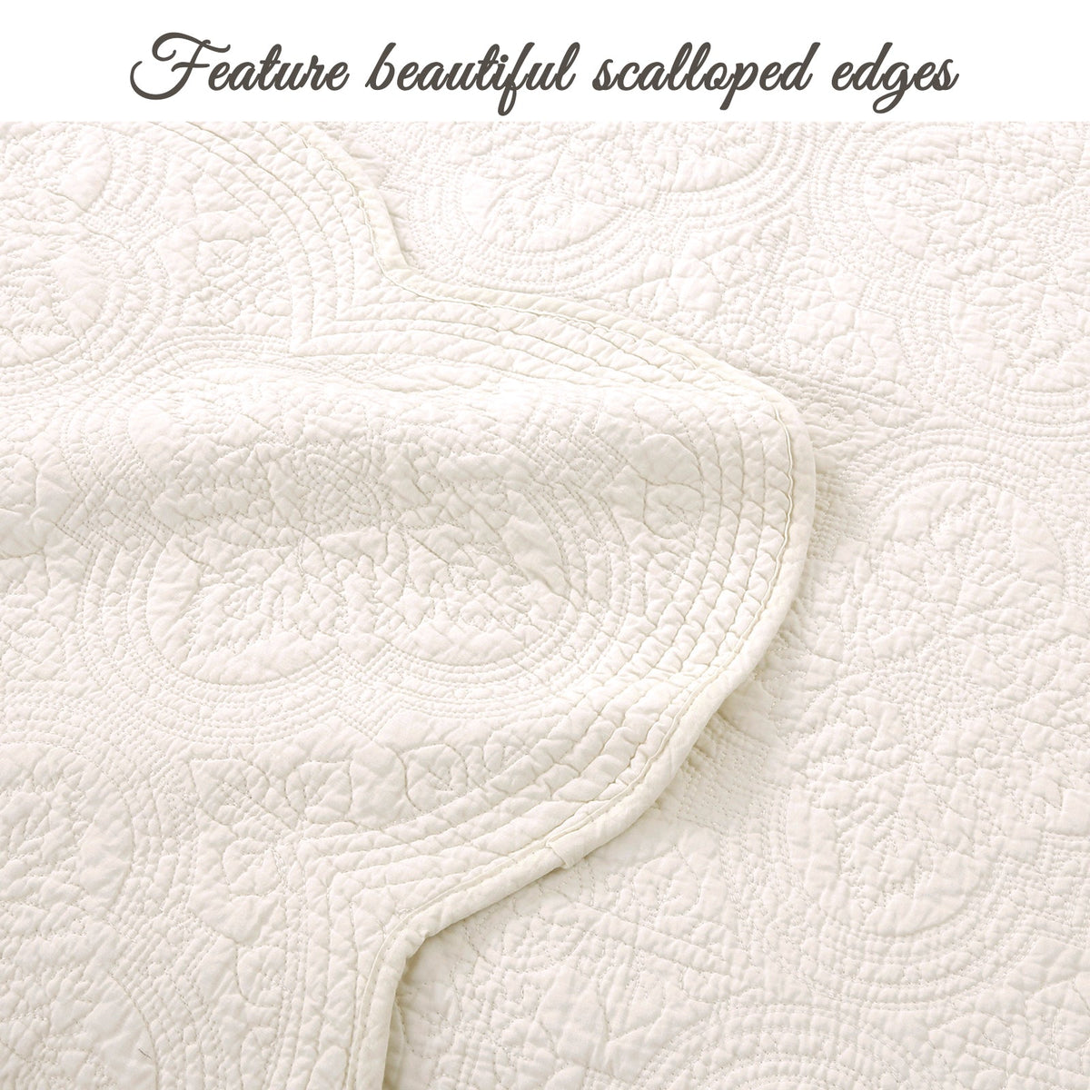 Serenity Ivory Victorian Cotton Quilt Bedding Set