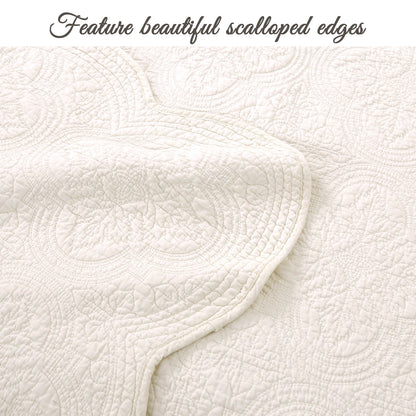 Serenity Ivory Victorian Cotton Quilt Bedding Set