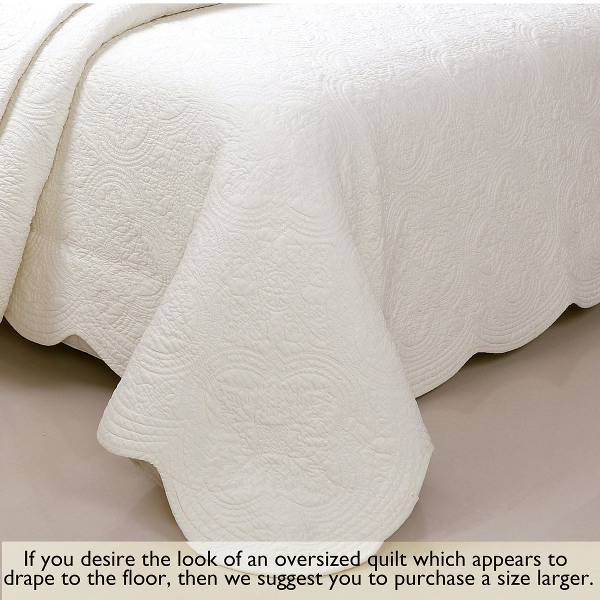 Serenity Ivory Victorian Cotton Quilt Bedding Set