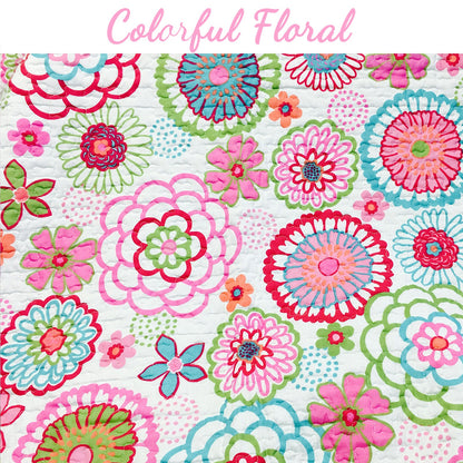 Mariah Pink Floral Dot Reversible Quilt Bedding Set