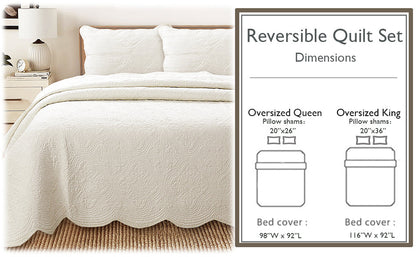 Serenity Ivory Victorian Cotton Quilt Bedding Set