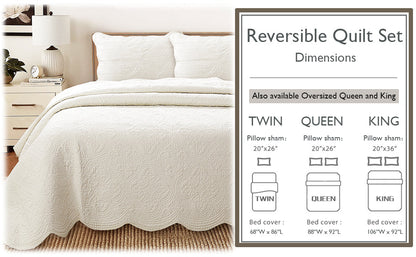Serenity Ivory Victorian Cotton Quilt Bedding Set