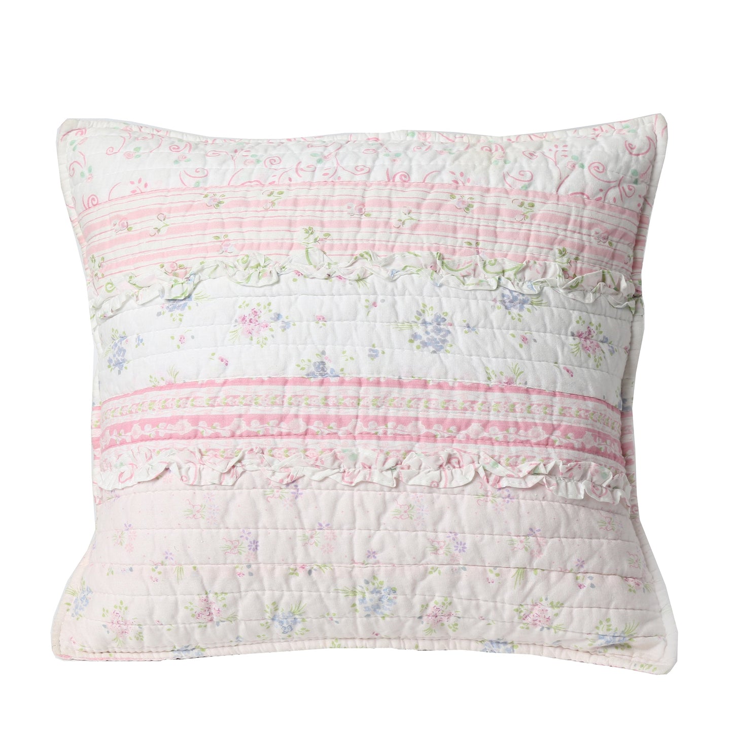 Pink Lace Ruffle Patchwork Quilt Bedding Set