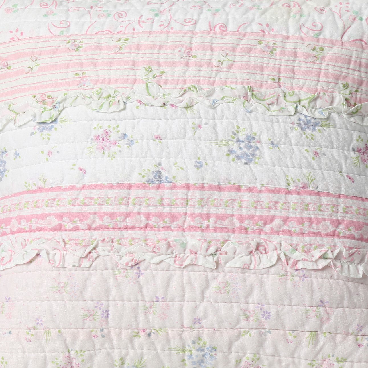 Pink Lace Ruffle Patchwork Quilt Bedding Set