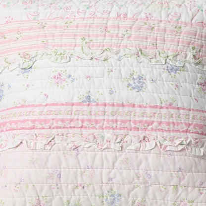 Pink Lace Ruffle Patchwork Quilt Bedding Set
