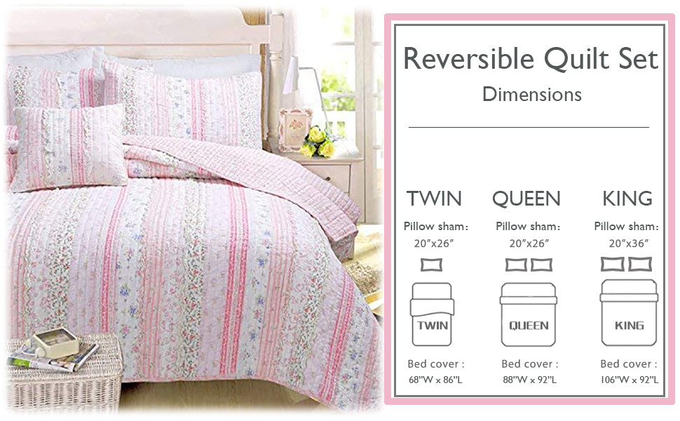 Pink Lace Ruffle Patchwork Quilt Bedding Set