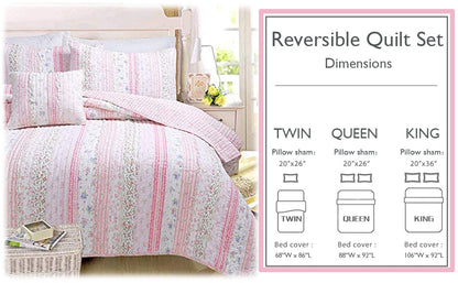 Pink Lace Ruffle Patchwork Quilt Bedding Set