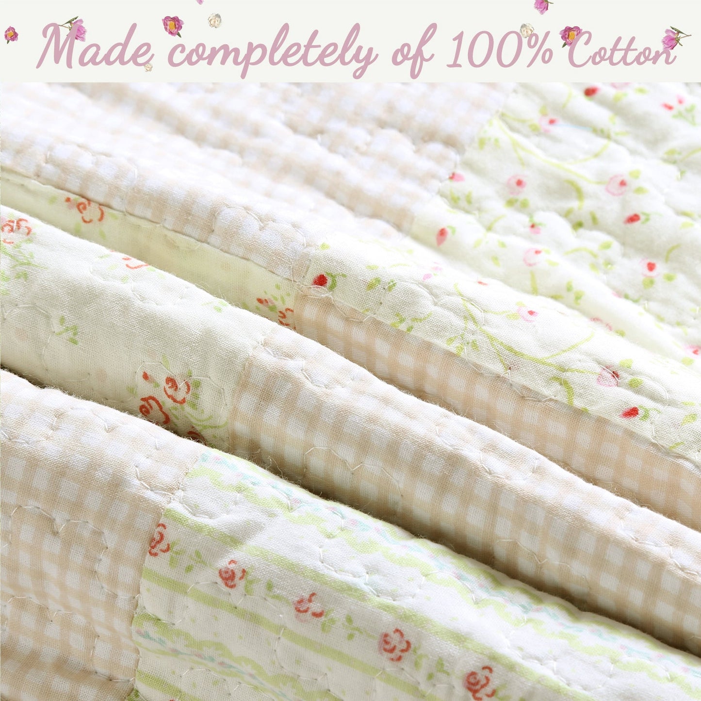 Sweet Peach Pink Floral Ruffle Quilt Bedding Set