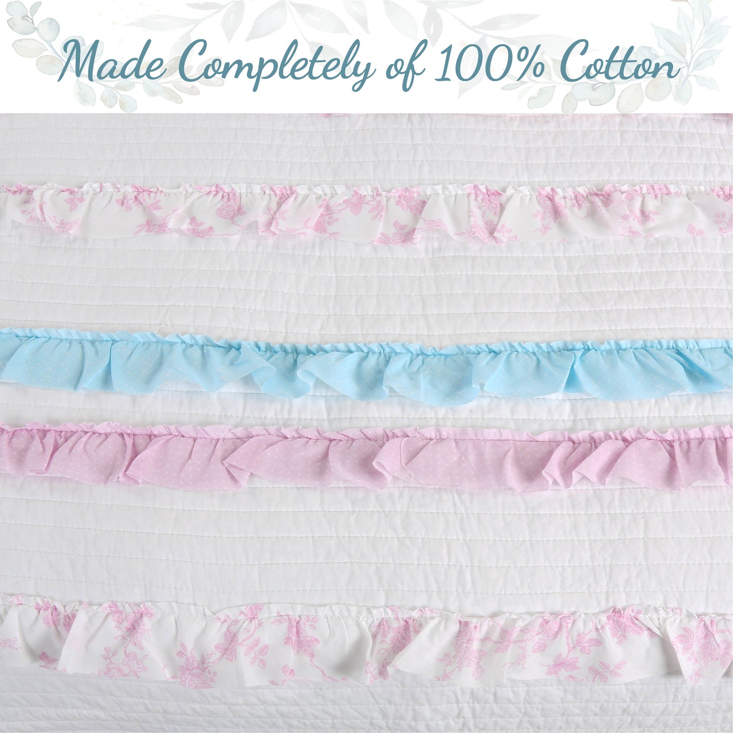 Devers Ruffles Cotton Reversible Quilt Bedding Set