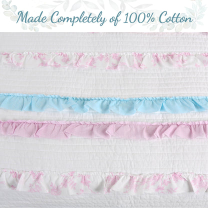 Devers Ruffles Cotton Reversible Quilt Bedding Set