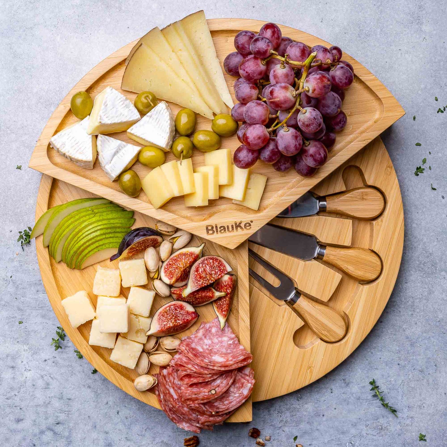 14-Inch Bamboo Cheese Board & Knife Set