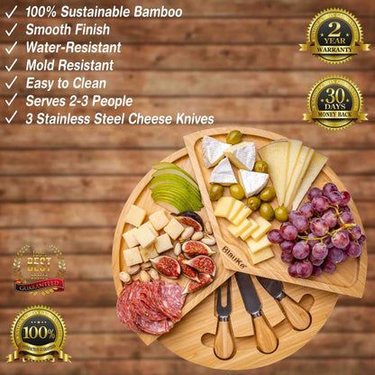 14-Inch Bamboo Cheese Board & Knife Set