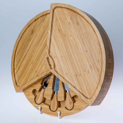 14-Inch Bamboo Cheese Board & Knife Set
