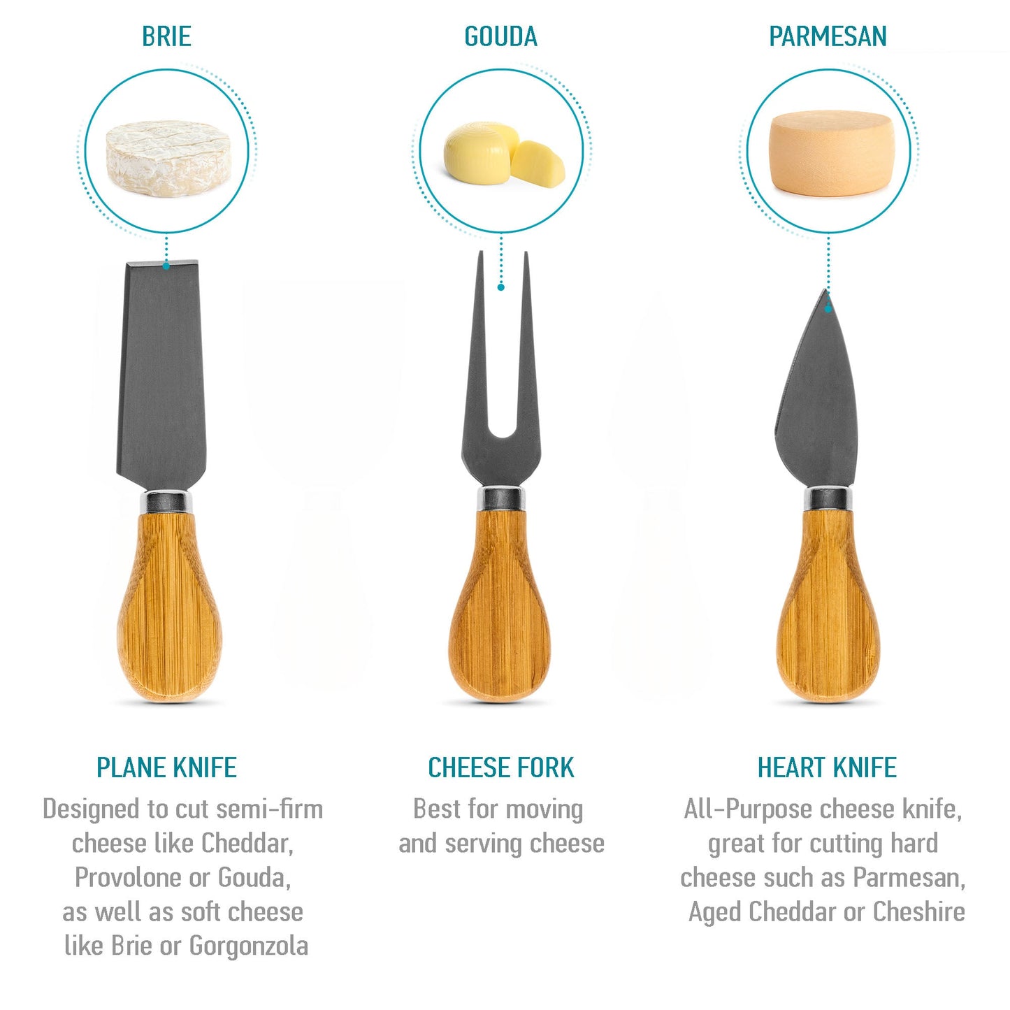 14-Inch Bamboo Cheese Board & Knife Set