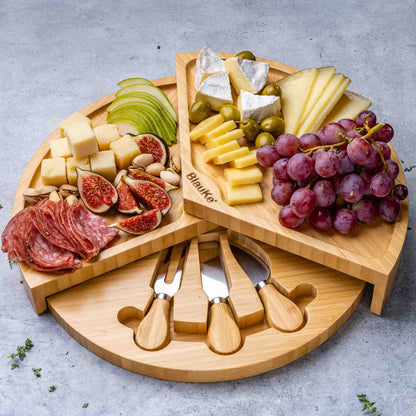 14-Inch Bamboo Cheese Board & Knife Set