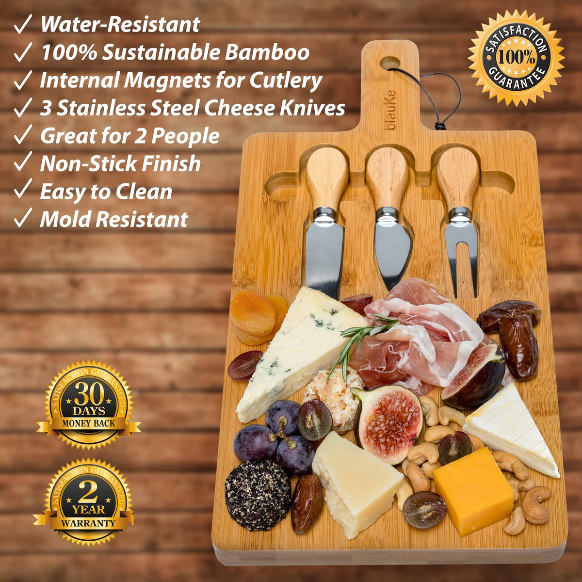 Bamboo Cheese Board & Knife Set